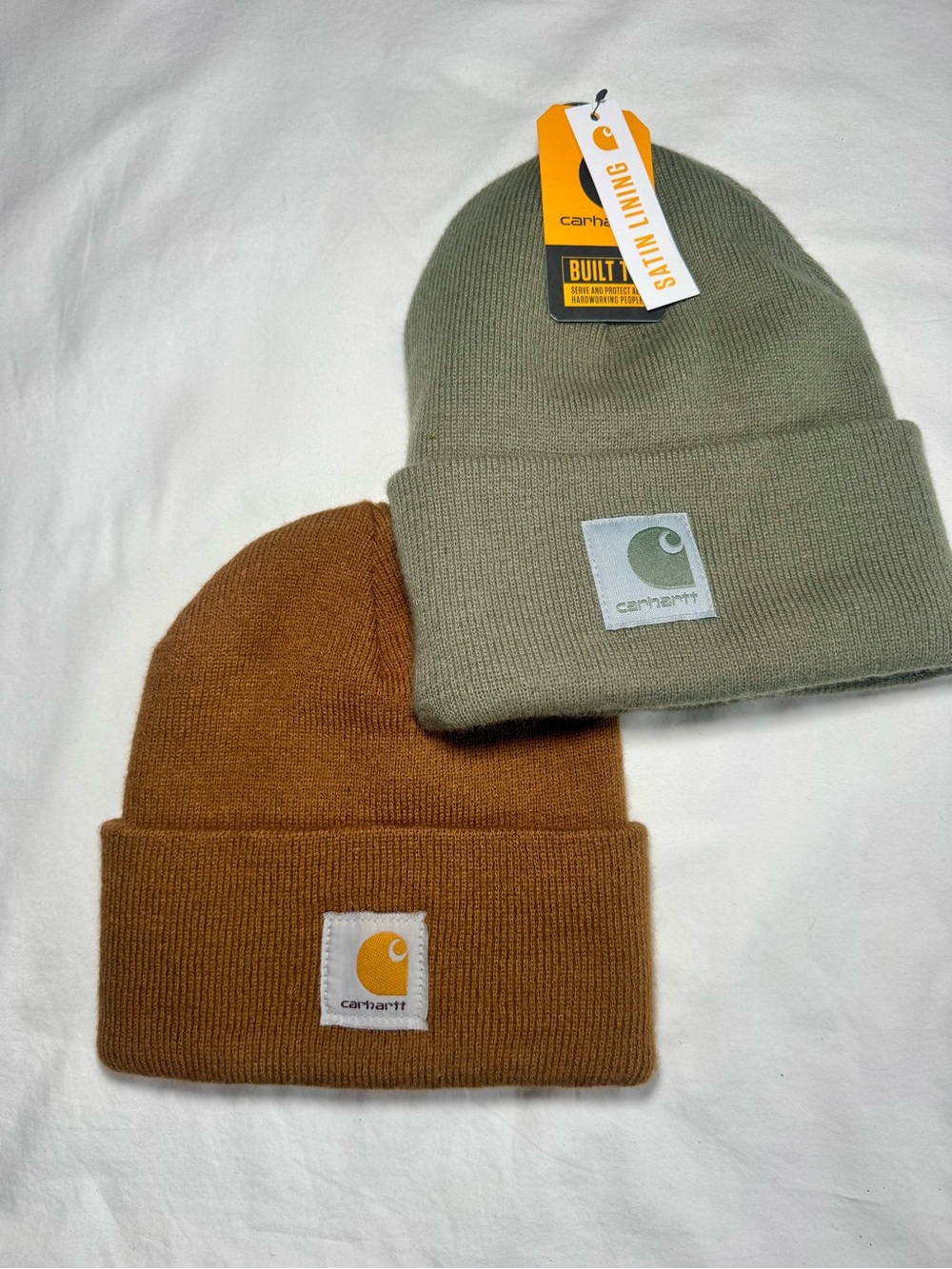 Carhartt Cuffed Knit Beanie Pair - Olive & Brown